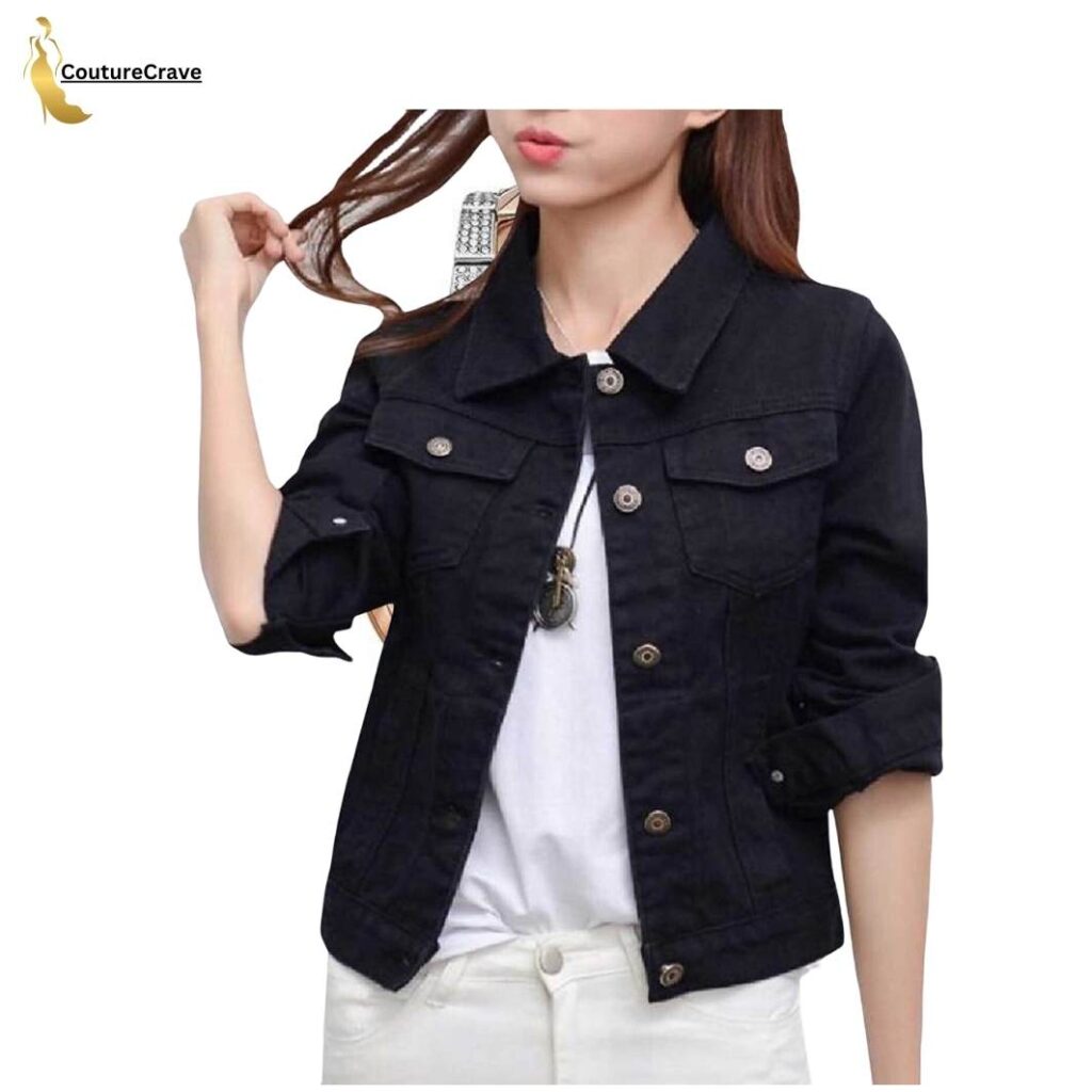 Black Western Denim Jacket For Women