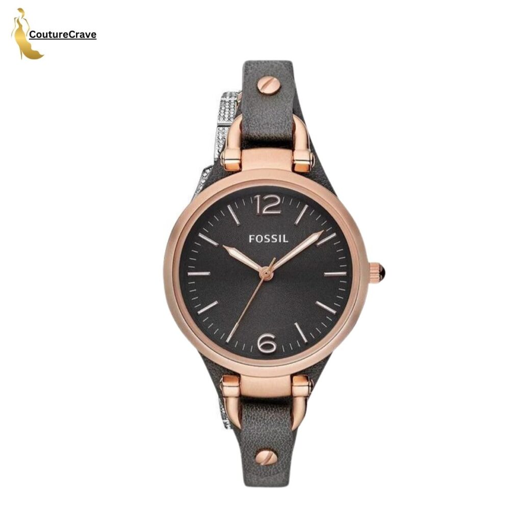 FOSSIL GEORGIA SMOKE LEATHER WOMEN WATCH